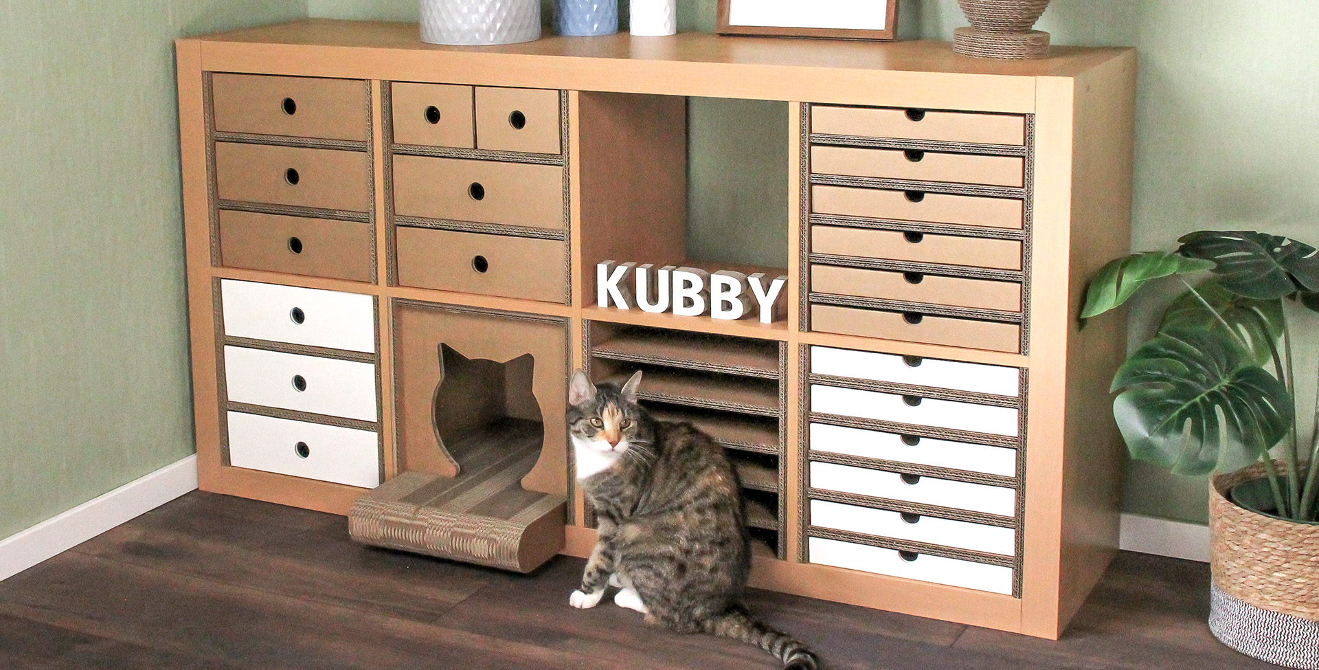 Katzenloggia und andere Einsätze passend fürs Kallax-Regal und Expedit von IKEA Diverse KUBBY Kallax Einsätze passen in des EXPEDIT Regal von IKEA - auch die Katzenloggia